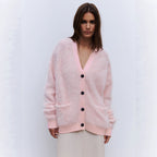 Damen Weicher Cardigan aus Mohair mit Knöpfen R&B