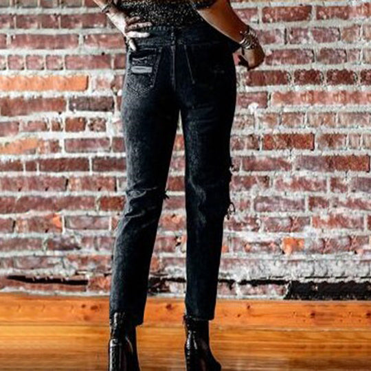 Damen Destroyed Jeans mit hoher Taille und lässigem Schnitt R&B