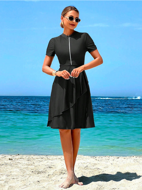 Damen Elegantes Strandkleid mit Rüschendesign R&B