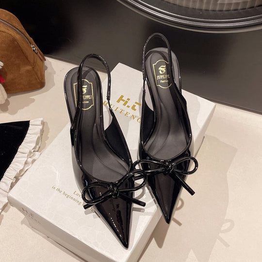 Damen elegante Slingback-Pumps mit Schleifen-Detail R&B