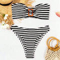 Damen Bandeau-Bikini mit modischem Ringdetail und hohem Beinausschnitt R&B