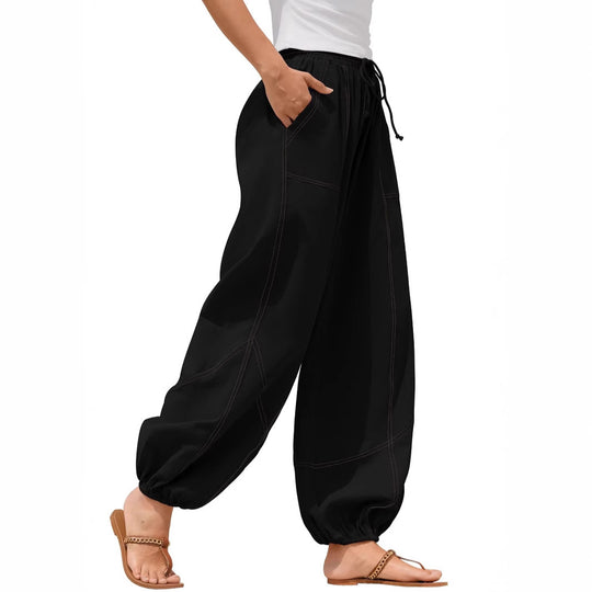 Damen Lässige Weitbein-Hose mit praktischen Taschen R&B