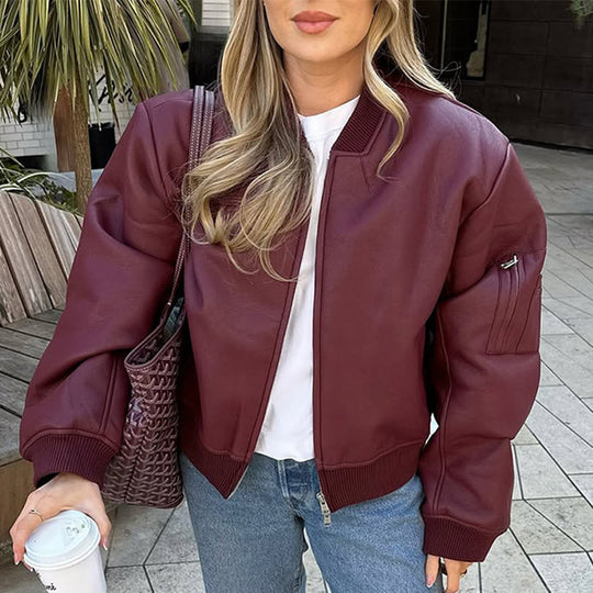 Damen Lässige jacke mit voluminösen Ärmeln und Reißverschluss R&B