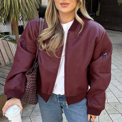 Damen Lässige jacke mit voluminösen Ärmeln und Reißverschluss R&B