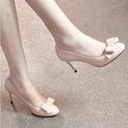 Damen elegante Pumps mit dekorativer Schleife und hohem Absatz R&B
