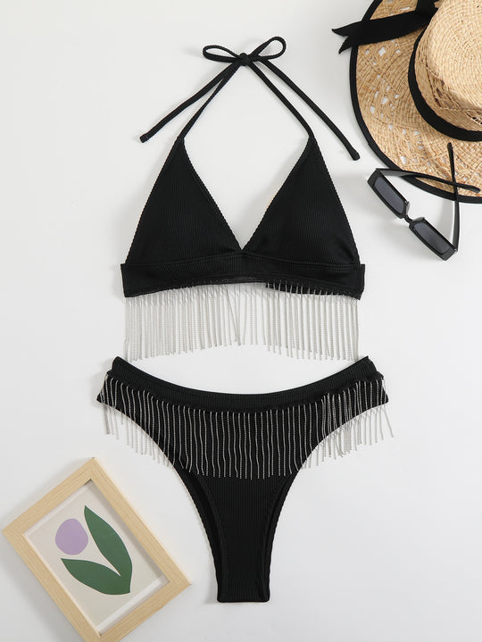 Damen Triangel-Bikini mit festlichem Fransen-Design R&B