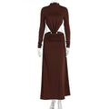 Damen Elegantes Wickelkleid mit langen Ärmeln und Raffungen R&B