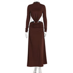 Damen Elegantes Wickelkleid mit langen Ärmeln und Raffungen R&B