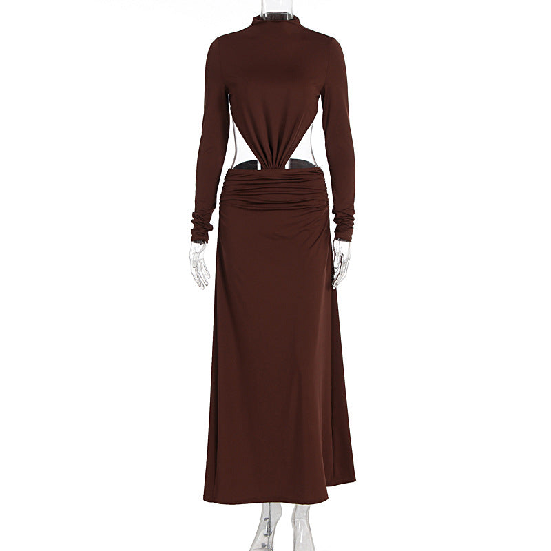 Damen Elegantes Wickelkleid mit langen Ärmeln und Raffungen R&B