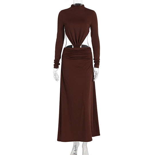 Damen Elegantes Wickelkleid mit langen Ärmeln und Raffungen R&B