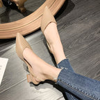 Damen Slingback-Pumps mit spitzer Zehenpartie und quadratischem Absatz R&B