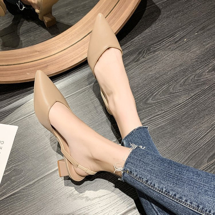 Damen Slingback-Pumps mit spitzer Zehenpartie und quadratischem Absatz R&B
