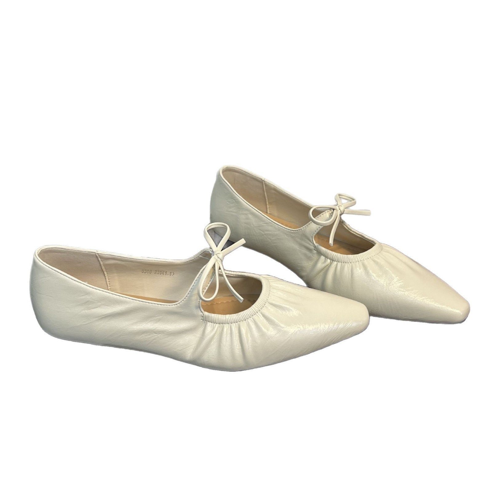 Damen Ballerinas mit Lederoberfläche und Gummizug R&B