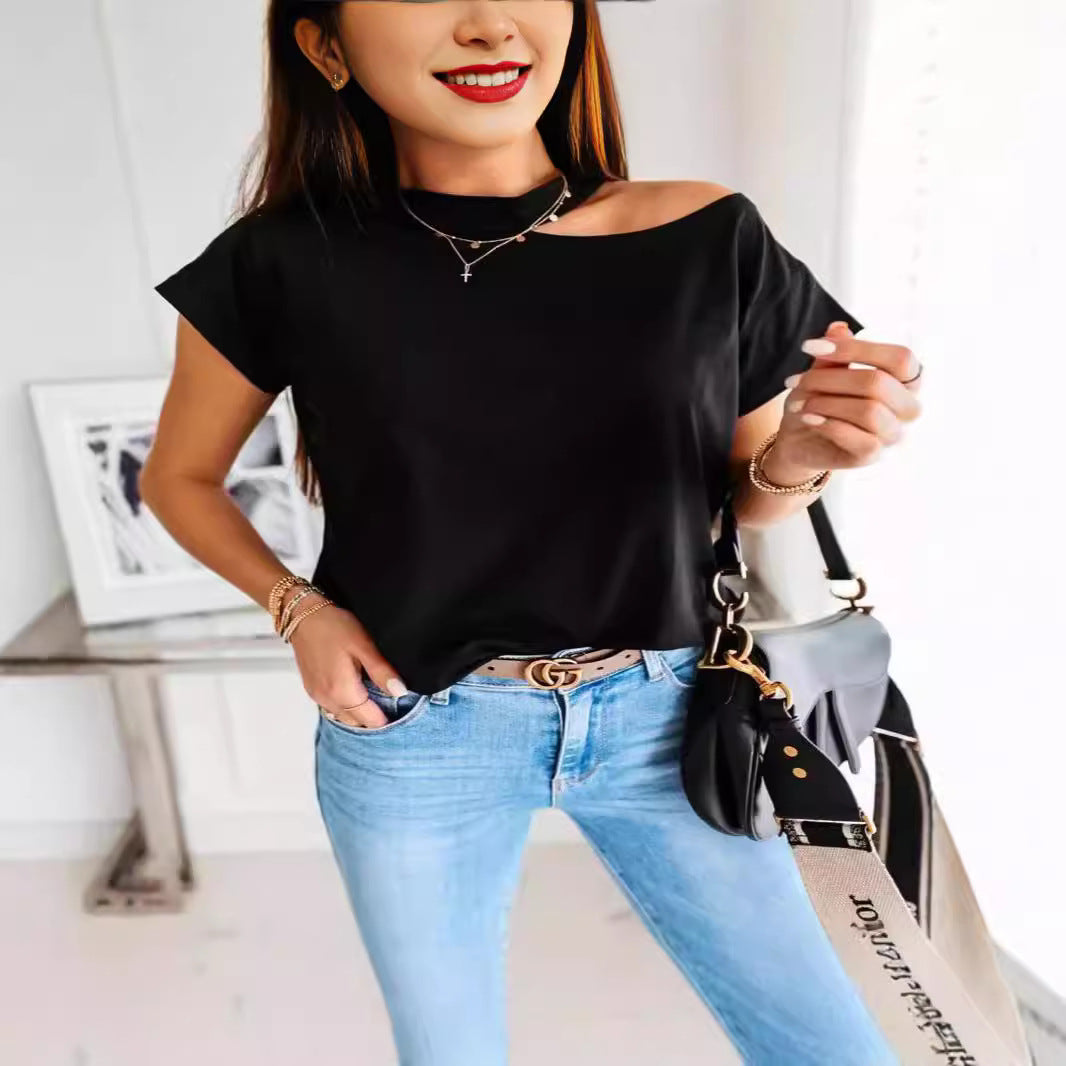 Damen Off-Shoulder T-Shirt mit modernem Schnitt und bequemen Ärmeln R&B