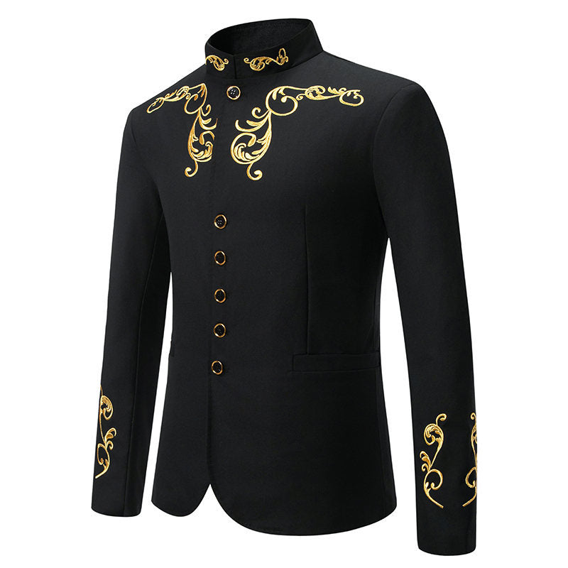 Herren Elegantes Blazer mit exquisiter Gold-Stickerei R&B