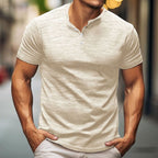 Herren Kurzarm-T-Shirt mit Knopfleiste R&B