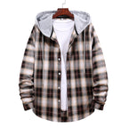 Herren Karohemdjacke mit Kapuze und großzügigen Taschen