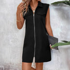 Damen vielseitiges Taillenkleid mit Reißverschluss und Taschen R&B