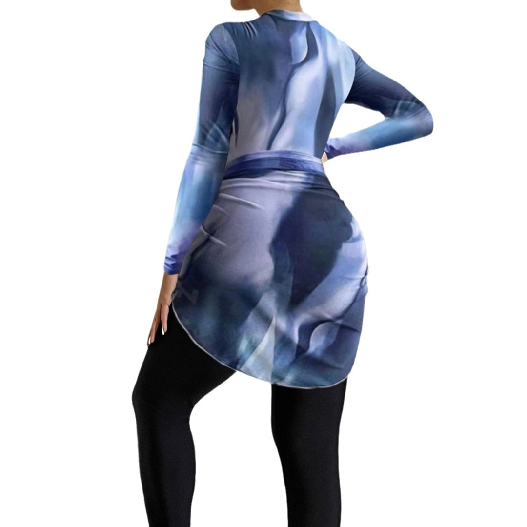 Damen Sportlicher One-Piece Surfanzug mit Wickelrock R&B