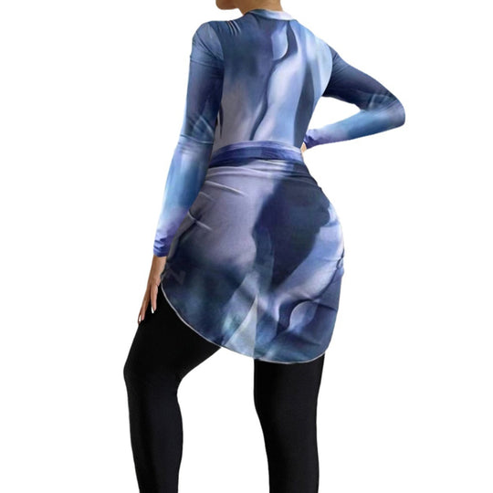 Damen Sportlicher One-Piece Surfanzug mit Wickelrock R&B