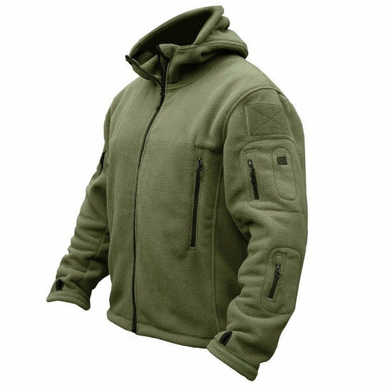 Herren Fleecejacke mit mehrfachen Taschen und verstellbarem Kapuzenkragen R&B