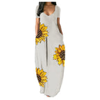 Damen Maxikleid mit floralen Akzenten und praktischen Taschen R&B