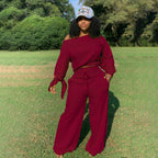 Damen Lässiges Two-Piece Set mit weitem Schnitt und Schulterfreiem Design R&B