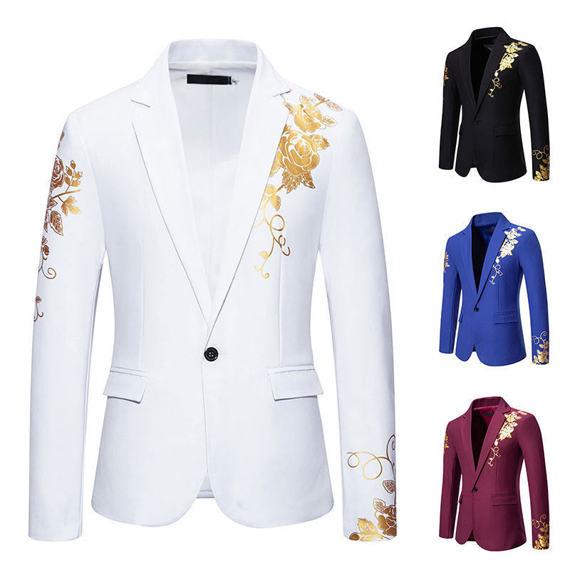 Herren eleganter Blazer mit floralem Stickdesign und feinen Details R&B
