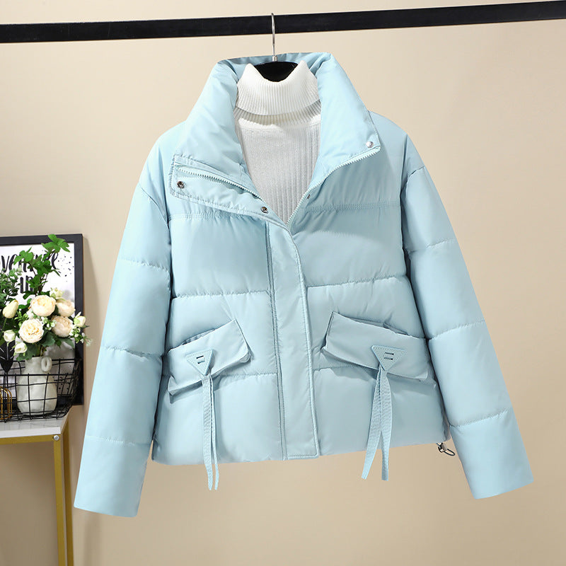 Damen Kurzgeknöpfte Steppjacke mit hohem Kragen und seitlichen Taschen R&B