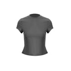 Damen sportliches Kurzarm-T-Shirt mit hochgeschlossenem Schnitt und figurbetonter Passform EB