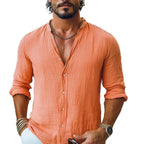 Herren leichte Langarmbluse mit Knopfleiste und bequemer Passform R&B