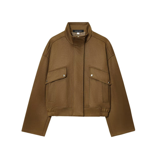 Damen moderne Utility-Jacke mit hochgeschlossenem Kragen und praktischen Taschen R&B