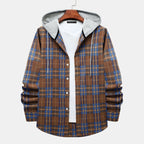 Herren Karo-Hemdjacke mit integrierter Kapuze und lässigem Design