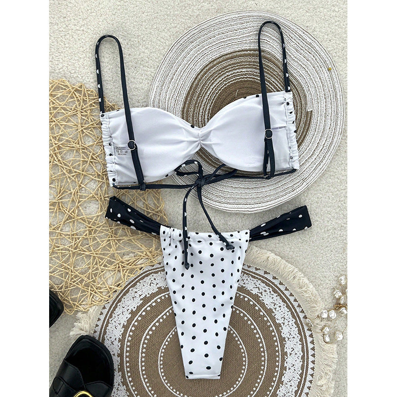 Damen Bikini-Set mit elastischem Stoff und Polka-Dots R&B