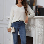Damen lässiger V-Ausschnitt Pullover