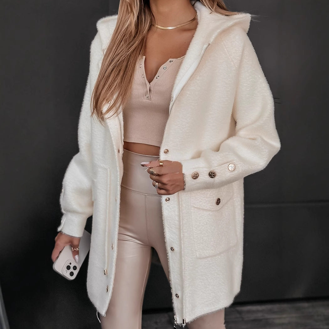 Damen Kuschelige Oversized-Winterjacke mit Taschen und hochwertigem R&B