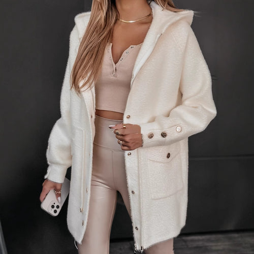 Damen Kuschelige Oversized-Winterjacke mit Taschen und hochwertigem R&B