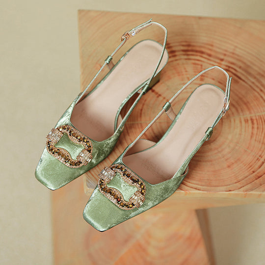 Damen Slingback Pumps mit luxuriösem Schmuckdetail R&B