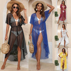 Damen Häkel-Strandüberwurf mit elegantem V-Ausschnitt R&B