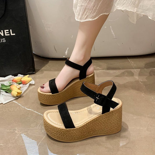 Damen-Plateau-Sandalen mit elegantem Riemchendesign und komfortabler Korksohle R&B