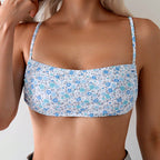 Damen Crop-Bikinioberteil mit leichtem Blumenmuster R&B