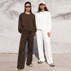 Damen nan Oversize-Sweatshirt und weite Loungehose Set mit Tunnelzug, dezenter Nahtführung und elastischen Bündchen R&B