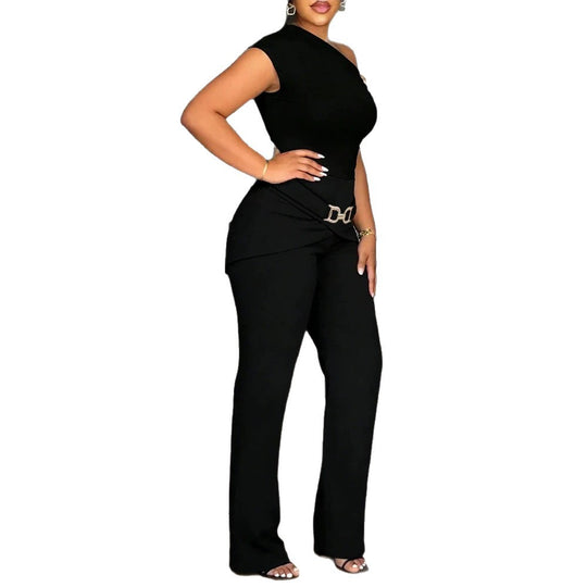 Damen Elegantes One-Shoulder Jumpsuit R&B