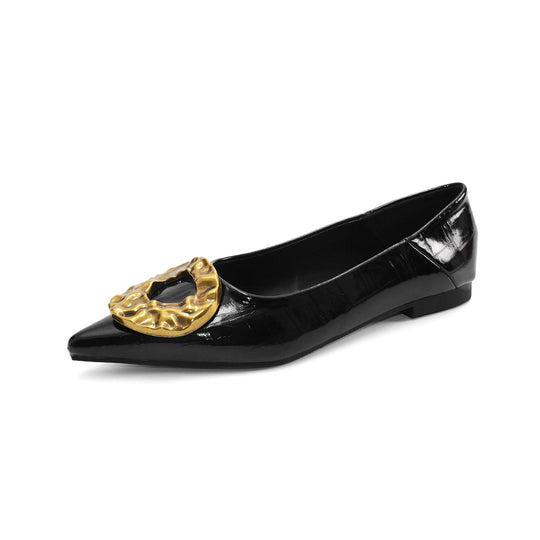Damen elegante Ballerinas mit funkelndem Detail und raffinierter Schnallenapplikation R&B