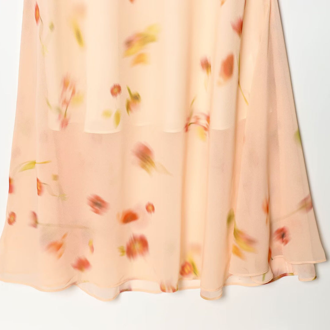 Damen Maxikleid mit romantischem Volant und floralen Akzenten R&B