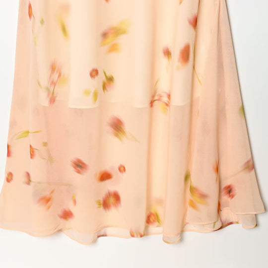 Damen Maxikleid mit romantischem Volant und floralen Akzenten R&B