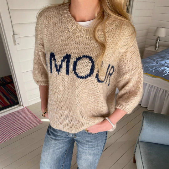 Damen Rundhals-Strickpullover mit oversized Schnitt R&B