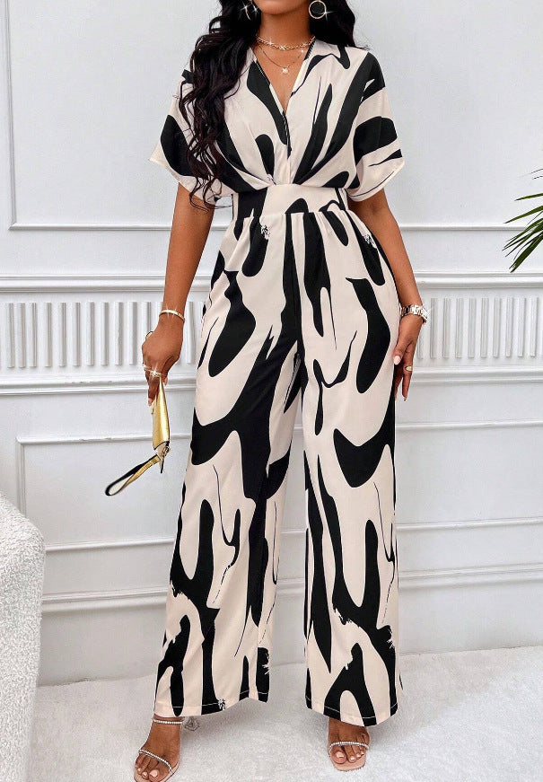 Damen Jumpsuit mit weiten Ärmeln und elegantem Gürtel R&B