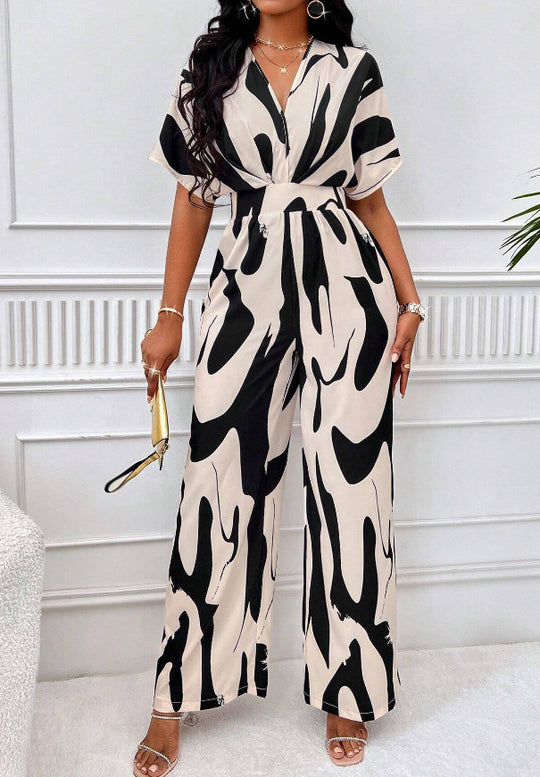 Damen Jumpsuit mit weiten Ärmeln und elegantem Gürtel R&B