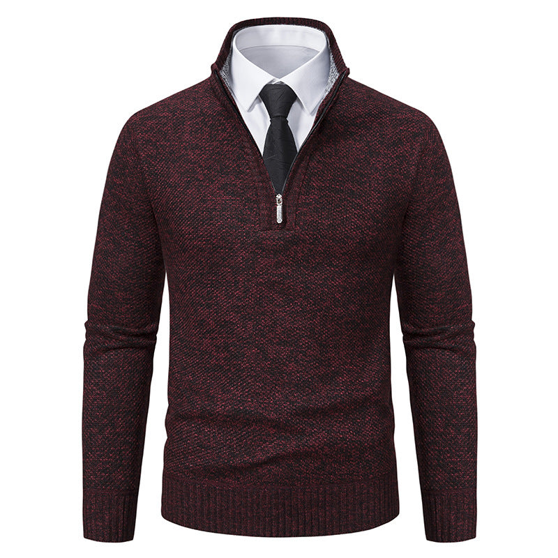 Herren Pullover mit modernem Reißverschluss und strukturierter Oberfläche R&B